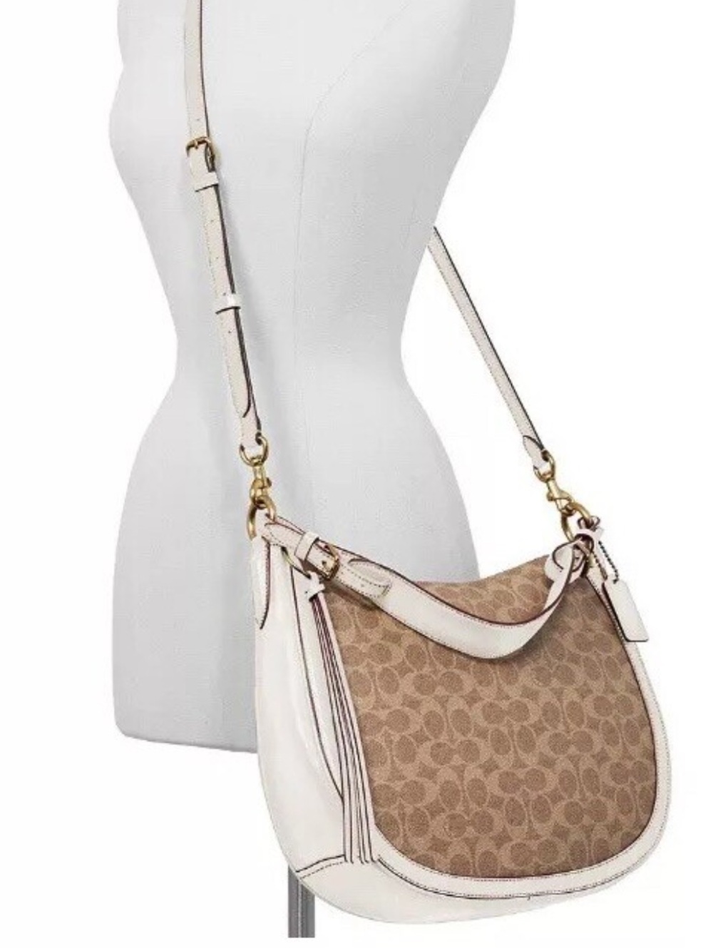 Coach Khaki/Chalk Signature Hobo Shoulder Bag
